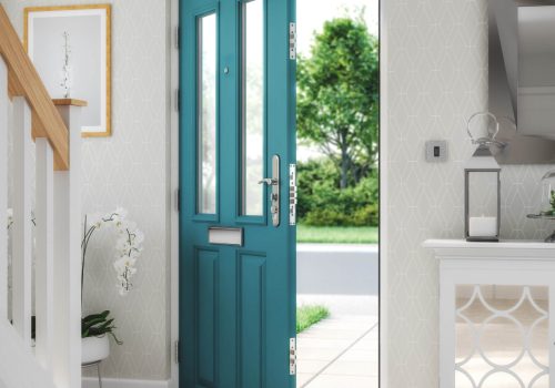 Painting Services peacock blue panelled front door internal door frame painting sg.jpg