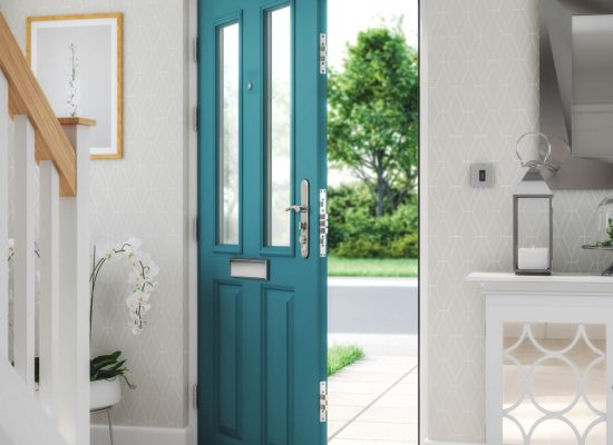 Services peacock blue panelled front door internal door frame painting sg.jpg